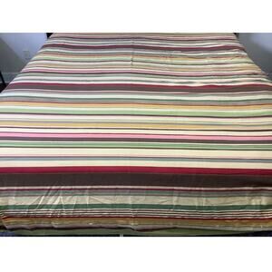 Pottery Barn 2009 Duncan Stripe Queen Aize Duvet Cover Gold Maroon Brown Strip